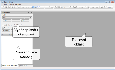 Rozložení hlavního okna programu